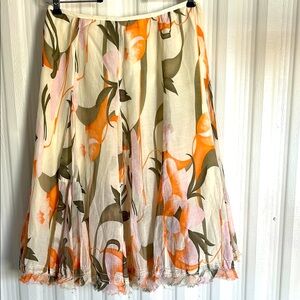 NYGARD Collection Cotton Silk Tropical Print Skirt Womens 6P‎